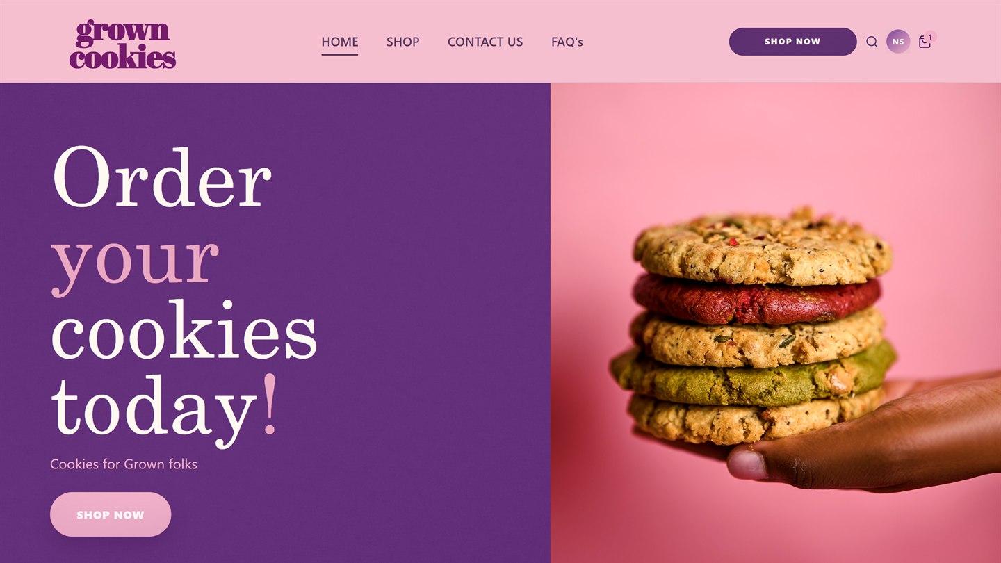 Grown Cookies website screenshot