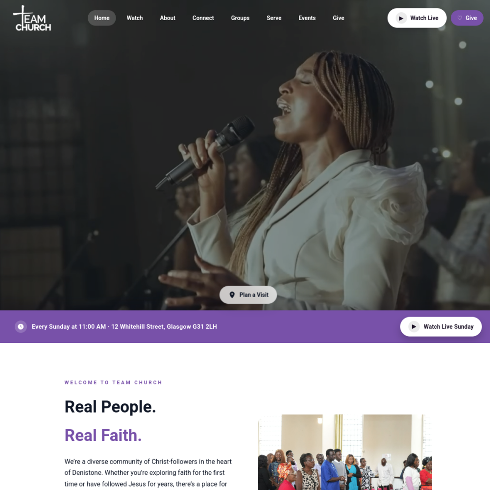 Team Church Glasgow website screenshot